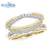 14 Karat Yellow Gold Ring Guard Wedding Band with 38 Round Diamonds at